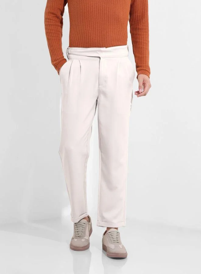 ذا انديان كراج كو Men Regular Fit Solid Cross Pocket Mid-Rise Gurkha Trousers